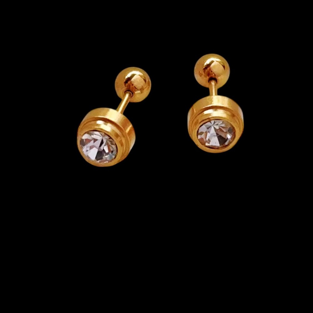 E1. Crystal Studs 18K Gold PVD Plated - New In Box - No Cancels